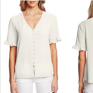 NWOT Cece Ruffle Sleeve Button Down Blouse
